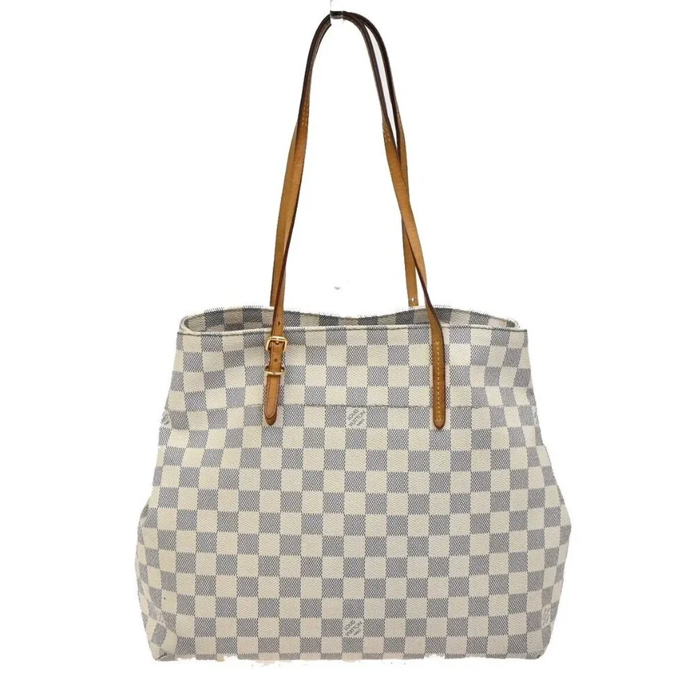 LOUIS VUITTON Cabas PM Shoulder Bag Damier Azur Leather White N41376 72FB897